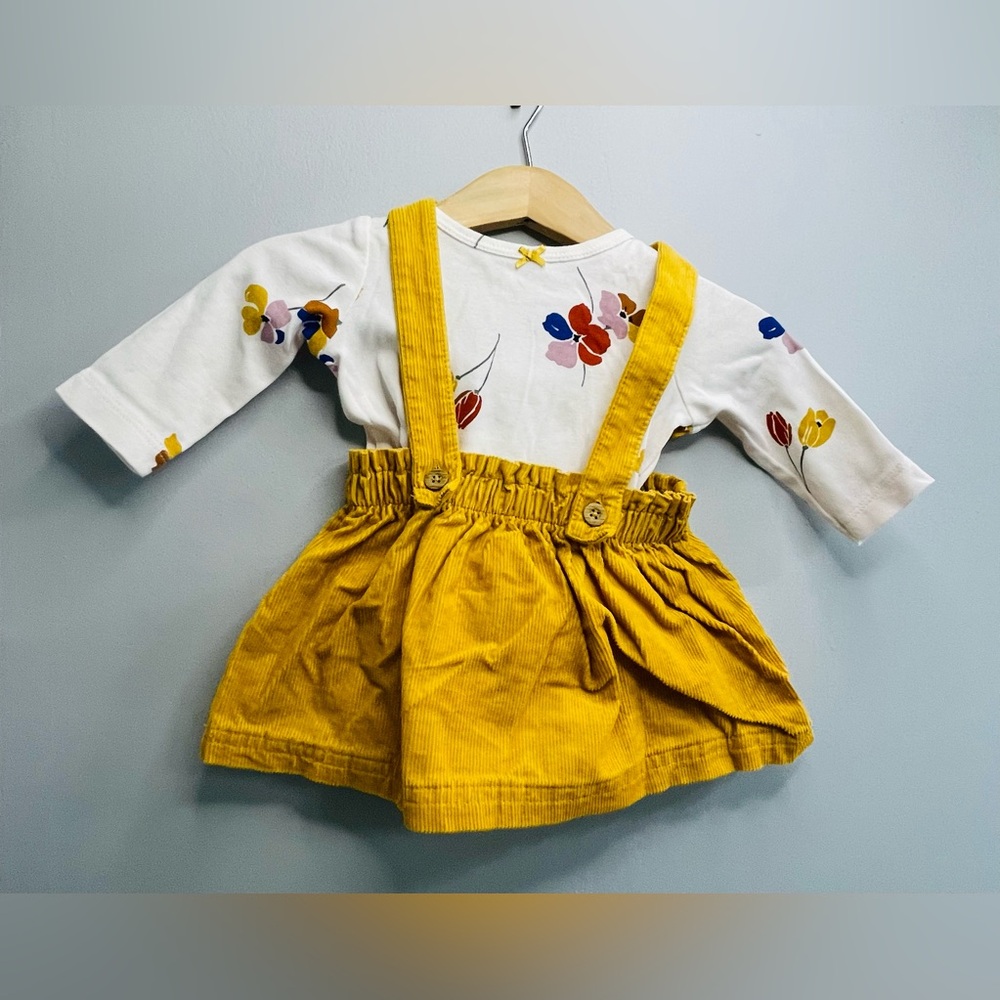 Carter's Yellow Suspender Skirt with Floral Top